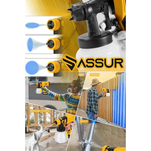 21V Çift Akülü 300 Mm Vernik Sprey Boya Püskürtme Makinesi ASSUR - 4