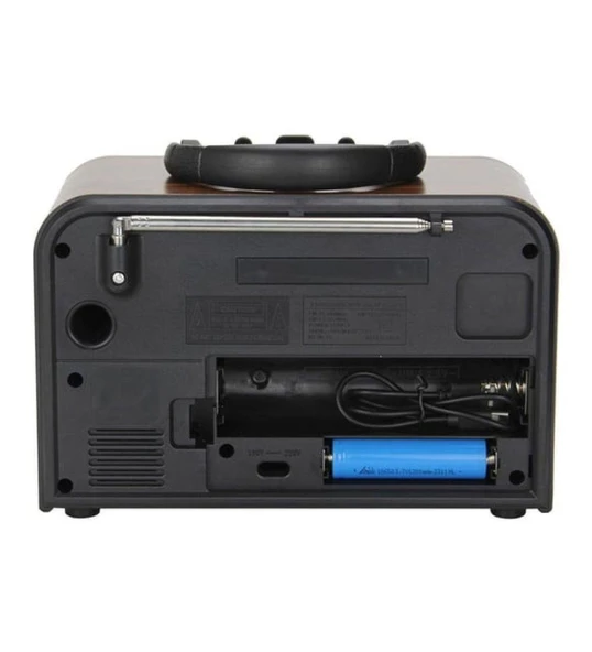 NS-6678 Retro, Nostaljik, Ahşap LED Işıklı Müzik Seti FM Radyo USB MP3 Player Bluetooth Hoparlör Tasarım - Resim 4