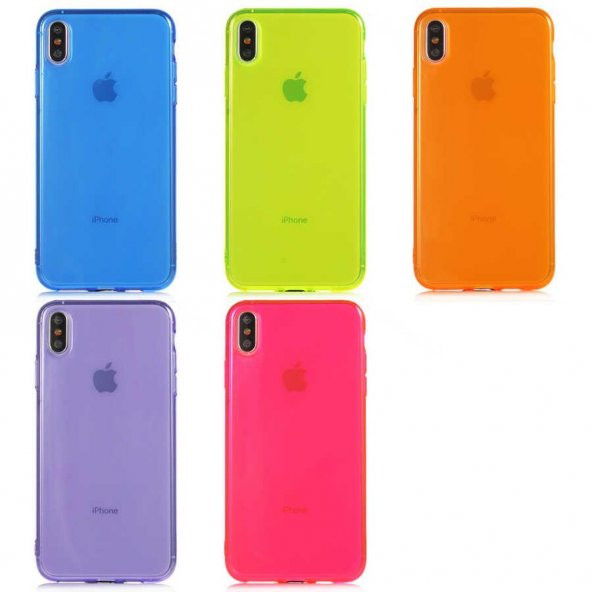 Apple iPhone XS Max Mun Renkli TPU Silikon Kılıf Kapak Kamera Korumalı