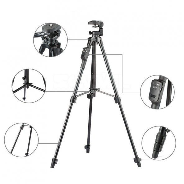 Yunteng Vct 5208 Bluetooth Kablosuz Bağlantılı Tripod 3 Ayak - 5