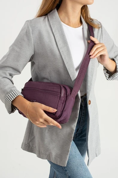 Kadın Postacı Çanta 24*16 Cm Hafif Poliamid Su İtici Yumuşak Kumaş Çapraz Askılı Omuz Çantası - Resim 3