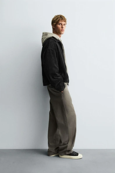 Relaxed Fit Fitilli Kadife Erkek Ceket - Resim 3