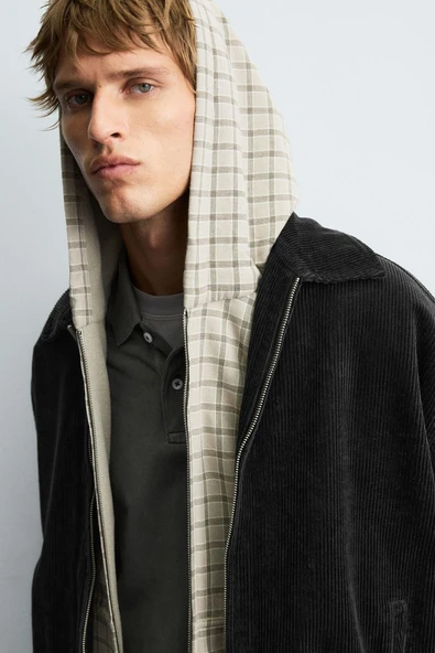 Relaxed Fit Fitilli Kadife Erkek Ceket - Resim 6