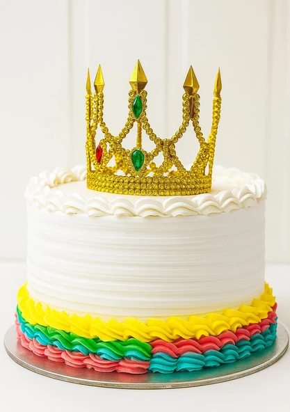 Altın Işıltılı İnce Pasta Üstü Taç Plastik ürün görseli 1