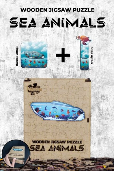 Ahşap Puzzle - Sea Animals (87 parça) ürün görseli