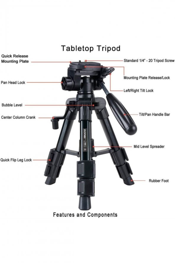 Jmary KP-2203 Profosyonel Tripod Fotoğraf Video Kamera Cep Telefonu - 10