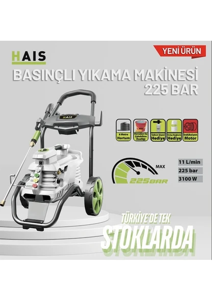 Haıs 225 Bar Basınçlı Yıkama Makinesi 3100 W Arabalı - Resim 2
