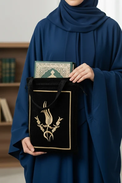 Çeyizlik Kuran Çantası, Terlik Çantası Siyah - Resim 3