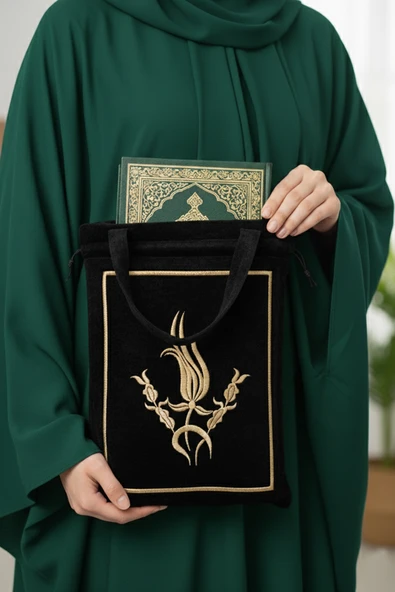 Çeyizlik Kuran Çantası, Terlik Çantası Siyah ürün görseli