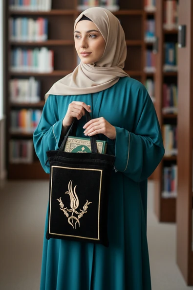 Çeyizlik Kuran Çantası, Terlik Çantası Siyah - Resim 2