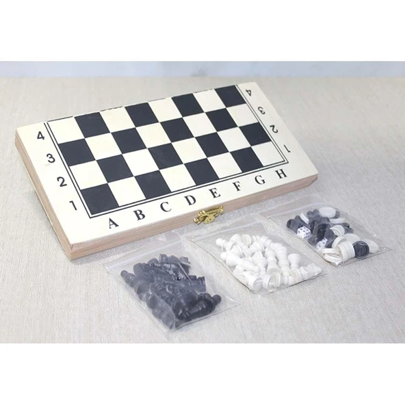 Ahşap Kutulu Satranç ve Tavla Seti ürün görseli