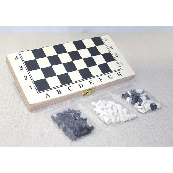 Ahşap Kutulu Satranç ve Tavla Seti - Resim 3