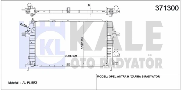Opel Su Radyatoru (brazıng) Astra H Z13dth Z17dth Z17dtj Z19dt Zfira B Z17dtj A17dtj Z19dt - Kale 371300 ürün görseli