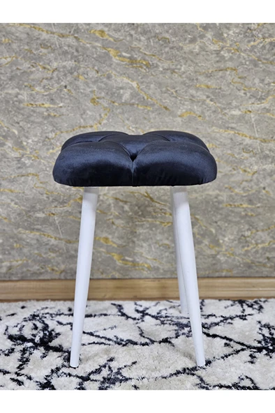 Kare Beyaz Boyalı Konik Ayaklı Tabure - Oturak - Bar Taburesi - Ayaklı Tabure Füme Renk 33 x 48 Boyut/Ebat - Resim 2