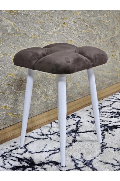 Kare Beyaz Boyalı Konik Ayaklı Tabure - Oturak - Bar Taburesi - Ayaklı Tabure Kahverengi Renk 33 x 48 Boyut/Ebat ürün görseli 1