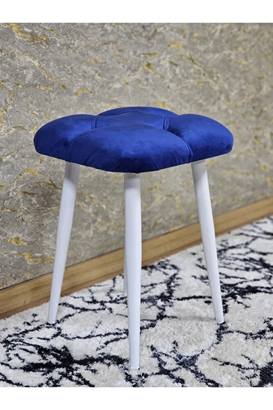 Kare Beyaz Boyalı Konik Ayaklı Tabure - Oturak - Bar Taburesi - Ayaklı Tabure Mavi Renk 33 x 48 Boyut/Ebat