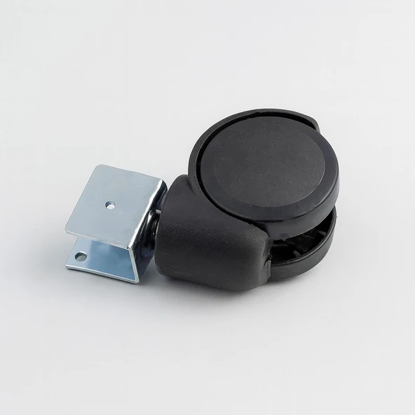 Koltuk Tekeri Kısa U Tablalı Dönerli Siyah Metal Gövde Dayanıklı Yapı 360 Derece Döner Mekanizma - Resim 3