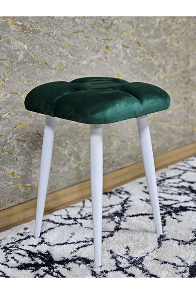 Kare Beyaz Boyalı Konik Ayaklı Tabure - Oturak - Bar Taburesi - Ayaklı Tabure Yeşil Renk 33 x 48 Boyut/Ebat ürün görseli 1