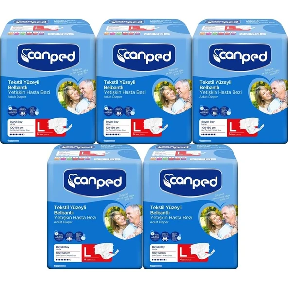 Canped Hasta Bezi Yetişkin Bel Bantlı Tekstil Yüzey L - Büyük - Large 70 Adet (5PK*14) ürün görseli 1