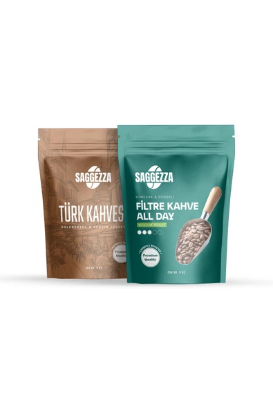 Saggezza Filtre Kahve All Day 250 gr + Türk Kahvesi 250 gr Tanışma Paketi