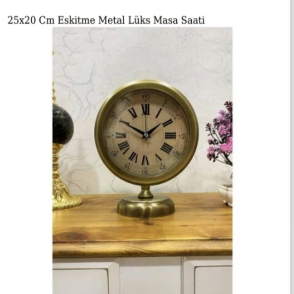 Eskitme Metal Lüx Masa Saati - 1