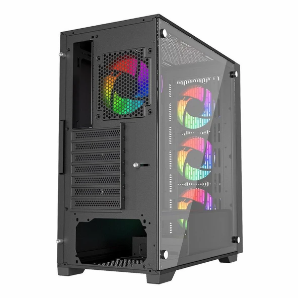 PowerBoost PB-P705B 650W 80+ Bronz USB 3.2 ARGB ATX Mid Tower Siyah Kasa - Resim 6