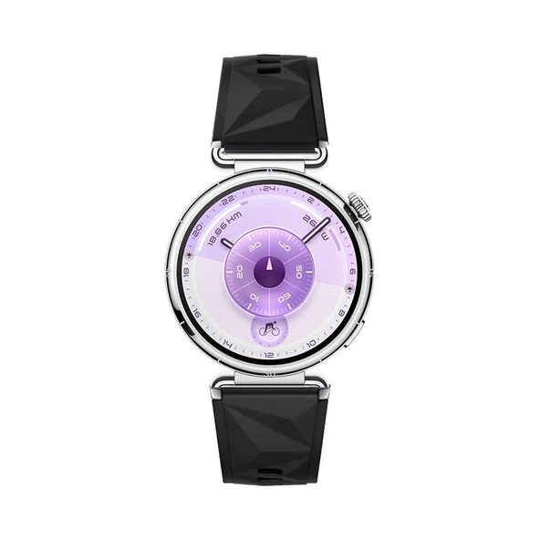 Sneezy Huawei Watch GT6 41mm İle Uyumlu Prism Metal Tokalı Soft Yumuşak Silikon Kordon  Siyah - 8
