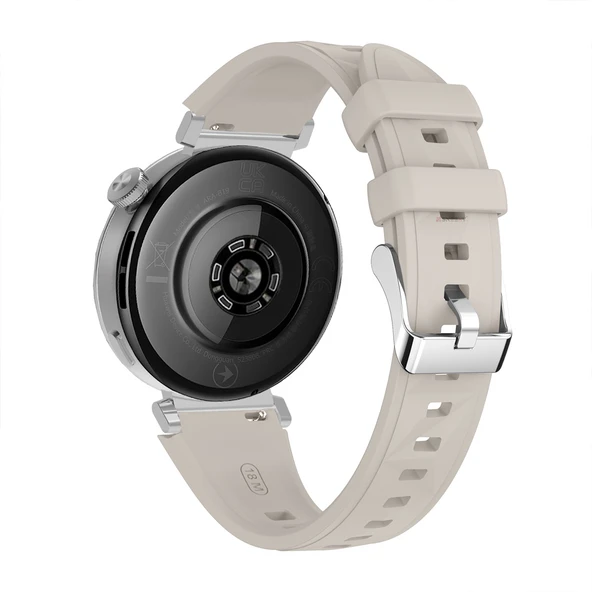 Sneezy Huawei Watch GT6 41mm İle Uyumlu Prism Metal Tokalı Soft Yumuşak Silikon Kordon  Starlight - Resim 7