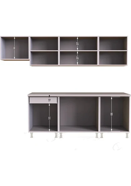 T Designo Mısra Hazır Mutfak Dolabı 260 cm Tezgah Dahil-Safir Meşe - 5