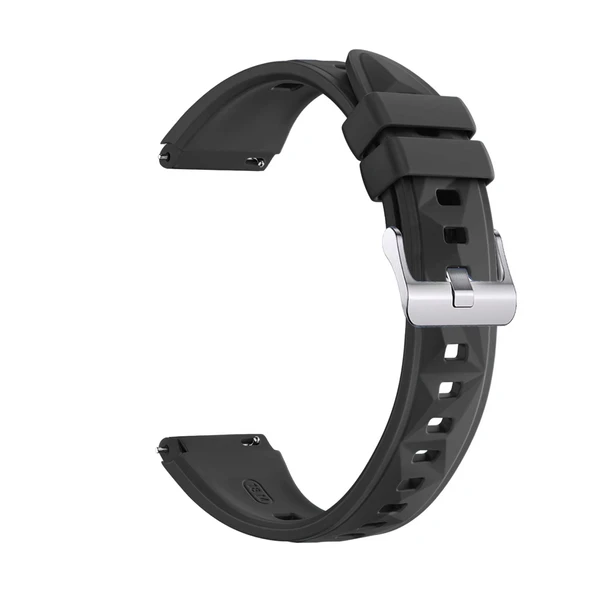 Sneezy Huawei Watch GT6 41mm İle Uyumlu Prism Metal Tokalı Soft Yumuşak Silikon Kordon  Siyah - 9