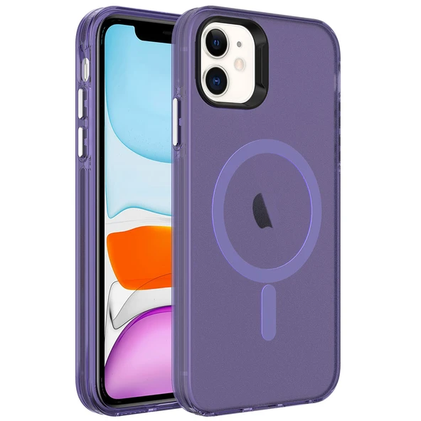 Apple iPhone 11 Kılıf  M-safe Şarj Özellikli Buzlu Transparan C-Pro Sert Kapak ürün görseli