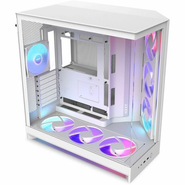 NZXT H9 Flow RGB+ 2025 CM-H92FW-P1 Dual-Chamber 7 RGB Fanlı ATX Beyaz Bilgisayar Kasası - 1