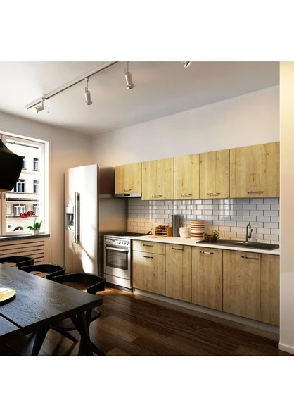 T Designo Mısra Hazır Mutfak Dolabı 260 cm Tezgah Dahil-Safir Meşe - 2