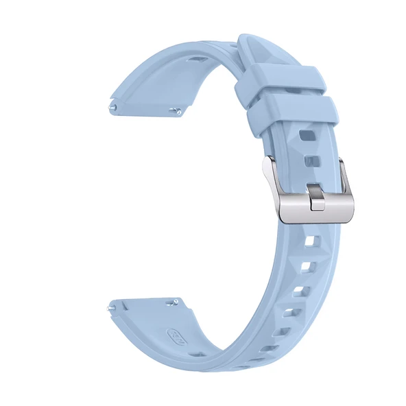 Sneezy Huawei Watch GT6 41mm İle Uyumlu Prism Metal Tokalı Soft Yumuşak Silikon Kordon  Açık Mavi - Resim 4