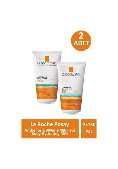 La Roche Posay Anthelios Uvmune 400 Face Body Hydrating Milk 150 Ml- 2 ADET- SKT: 01/2028 - 1