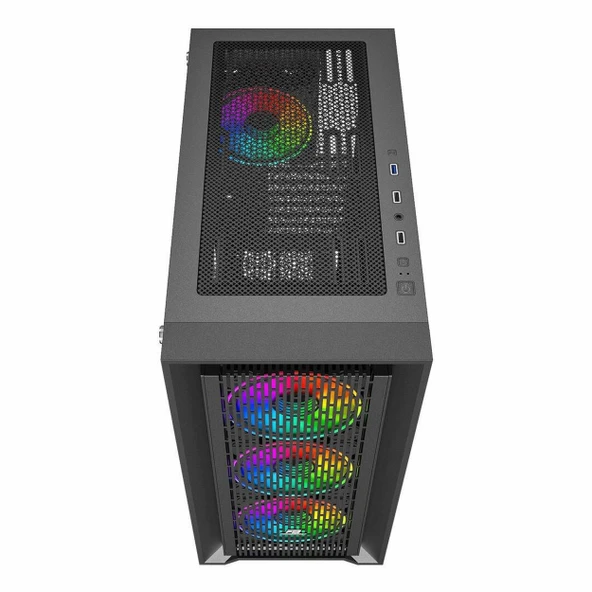 PowerBoost PB-P705B 650W 80+ Bronz USB 3.2 ARGB ATX Mid Tower Siyah Kasa - Resim 3