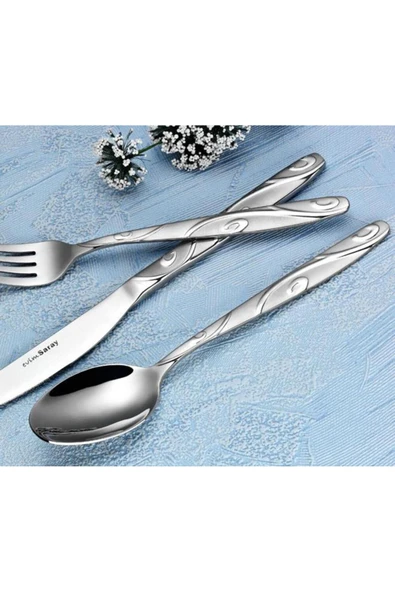 Evimsaray 90 Parça Çatal Kaşık Saten Mat Kaplamalı Bıçak Takımı S-1609 ürün görseli 1