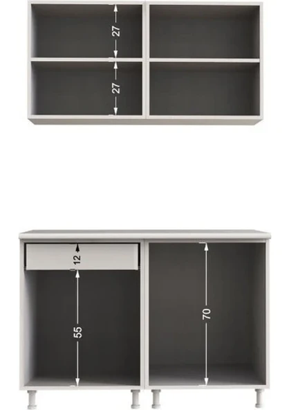 T Designo Adel Hazır Mutfak Dolabı 120 cm Tezgah Dahil Ceviz Beyaz - 5