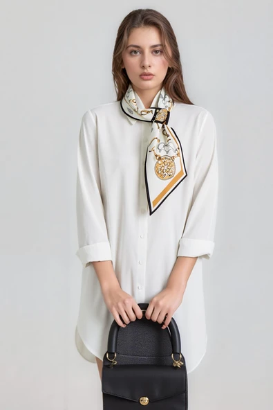 Walkenzo Zincir Desenli Modern Tasarım Kadın Kravat Fular ürün görseli