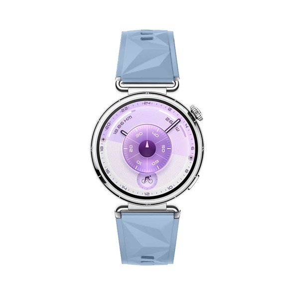 Sneezy Huawei Watch GT6 41mm İle Uyumlu Prism Metal Tokalı Soft Yumuşak Silikon Kordon  Açık Mavi - Resim 3