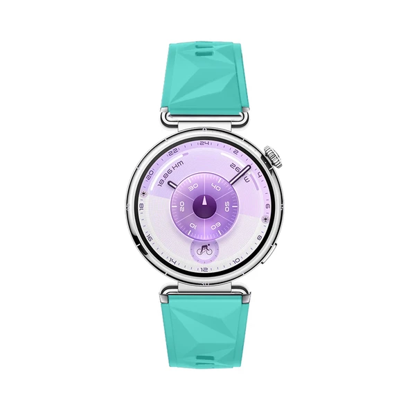 Sneezy Huawei Watch GT6 41mm İle Uyumlu Prism Metal Tokalı Soft Yumuşak Silikon Kordon  Turkuaz - Resim 8