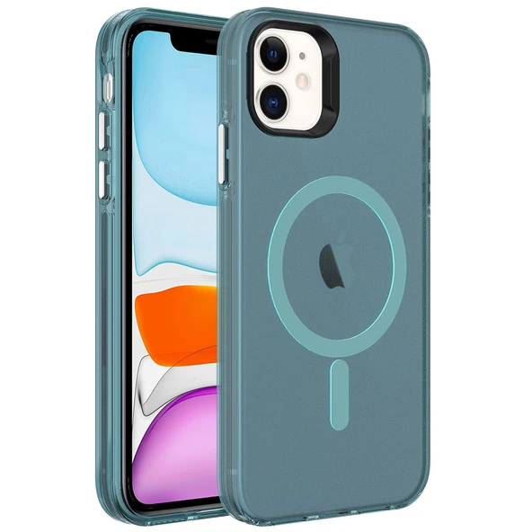 Apple iPhone 11 Kılıf  M-safe Şarj Özellikli Buzlu Transparan C-Pro Sert Kapak - Resim 2
