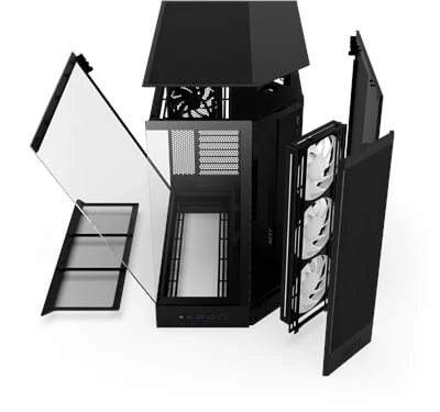 NZXT H9 Flow RGB 2025 CM-H92FB-R1 Dual-Chamber 3 RGB Fanlı ATX Siyah Bilgisayar Kasası - 6
