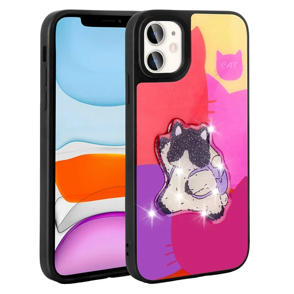 Apple iPhone 11 Kılıf Parlayan Kabartmalı İkonik Figürlü  Amas Silikon Kapak ürün görseli