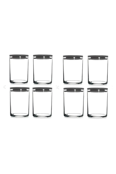 43736 Vakumlu Cam Kavanoz - Cam Erzak Saklama Kabı 8 Li Gri ürün görseli