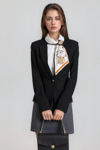 Walkenzo Zincir Desenli Modern Tasarım Kadın Kravat Fular - Resim 2