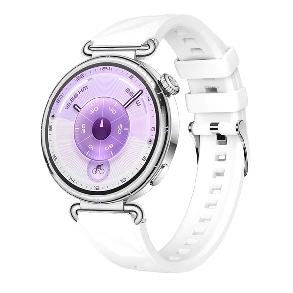 Sneezy Huawei Watch GT6 41mm İle Uyumlu Prism Metal Tokalı Soft Yumuşak Silikon Kordon  Beyaz ürün görseli