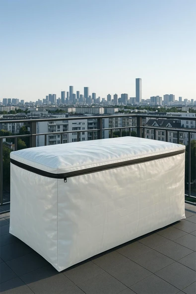 sizenelazım Fermuarlı Beyaz Su Geçirmez Bahçe Mobilyası Ve Balkon Eşya Koruma Brandası 300cm x 400cm ürün görseli