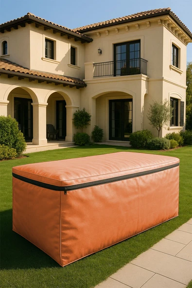 sizenelazım Fermuarlı Turuncu Su Geçirmez Bahçe Mobilyası Ve Balkon Eşya Koruma Brandası 200cm x 250cm - Resim 3