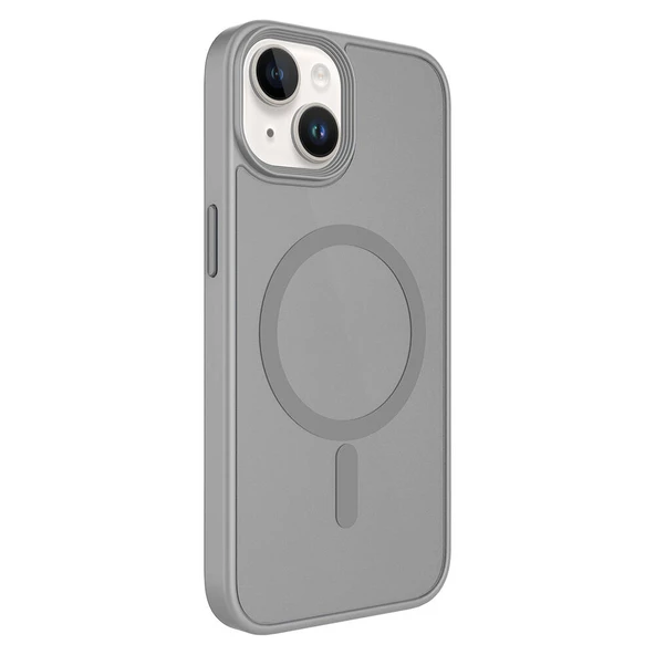 Apple iPhone 13 Kılıf Mat Arka Yüzey Wireless Şarj Özellikli  Flet M-safe Kapak - Resim 5